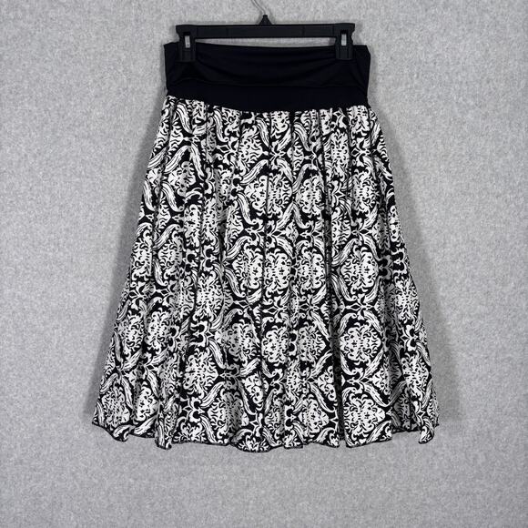 VTG Carole Little Skirt Medium Damask Paisley Linen Flowy Fold Over Feminine‎ - Picture 8 of 10